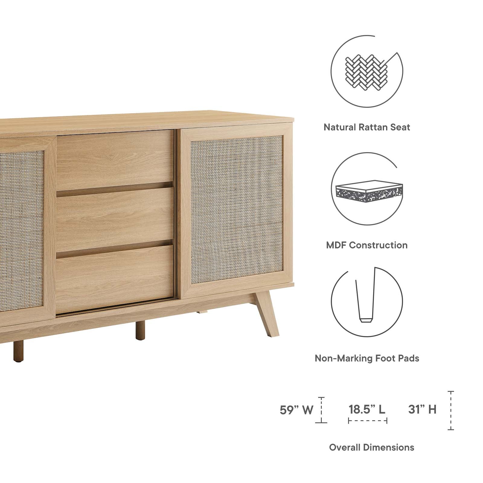 Soma 59" Sideboard By Modway - EEI-6043 | Sideboards | Modishstore - 11