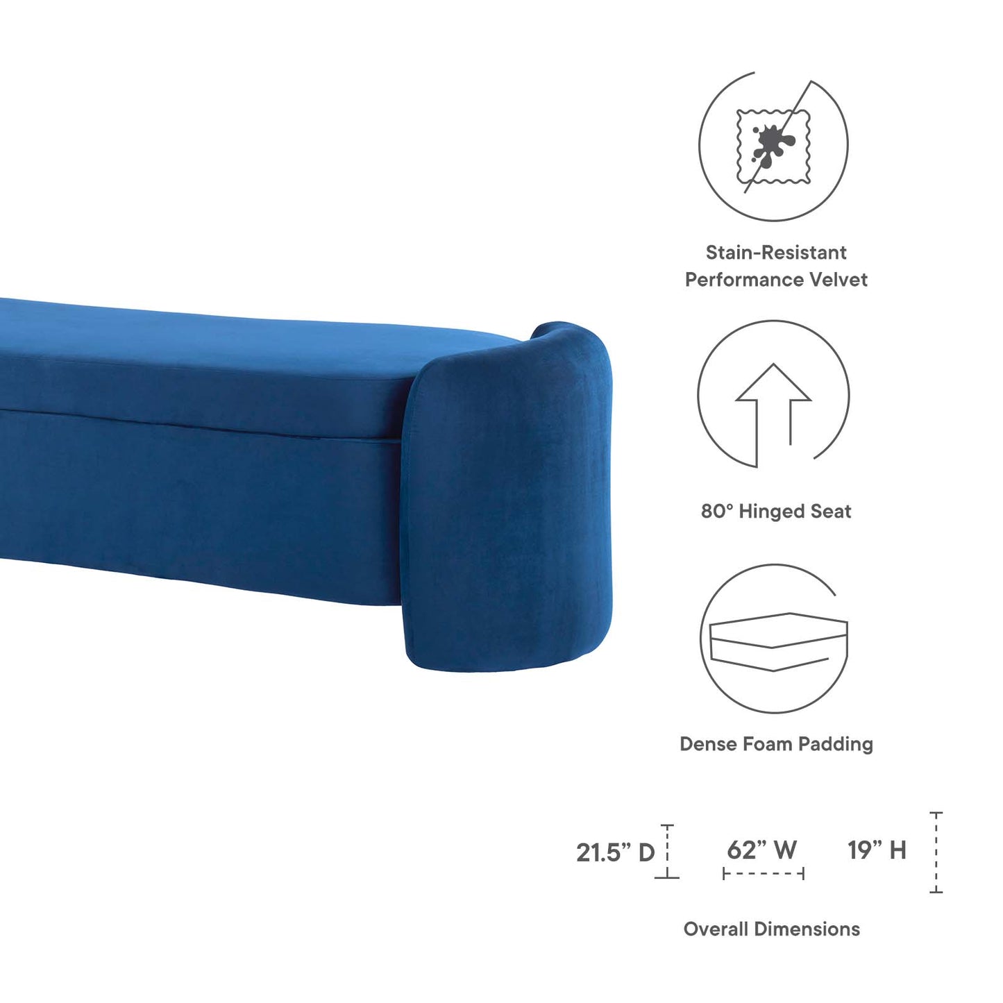 Nebula Upholstered Performance Velvet Bench By Modway - EEI-6054 | Benches | Modishstore - 14