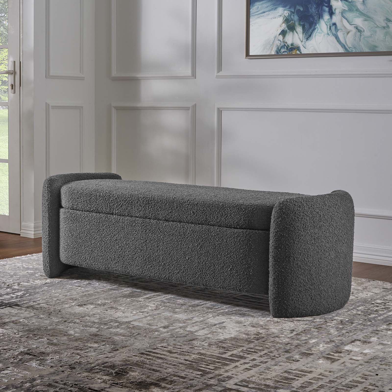 Nebula Boucle Upholstered Bench - Thumbnail 4