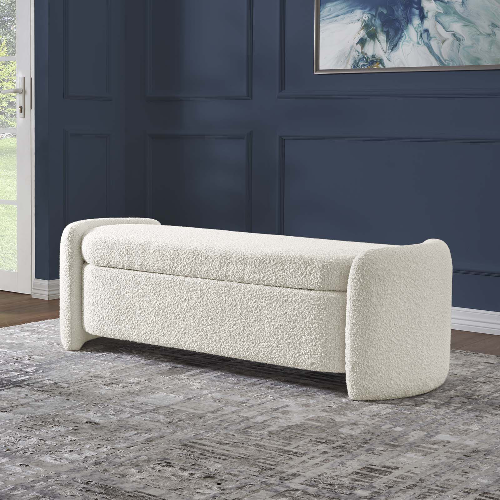 Nebula Boucle Upholstered Bench - Thumbnail 2