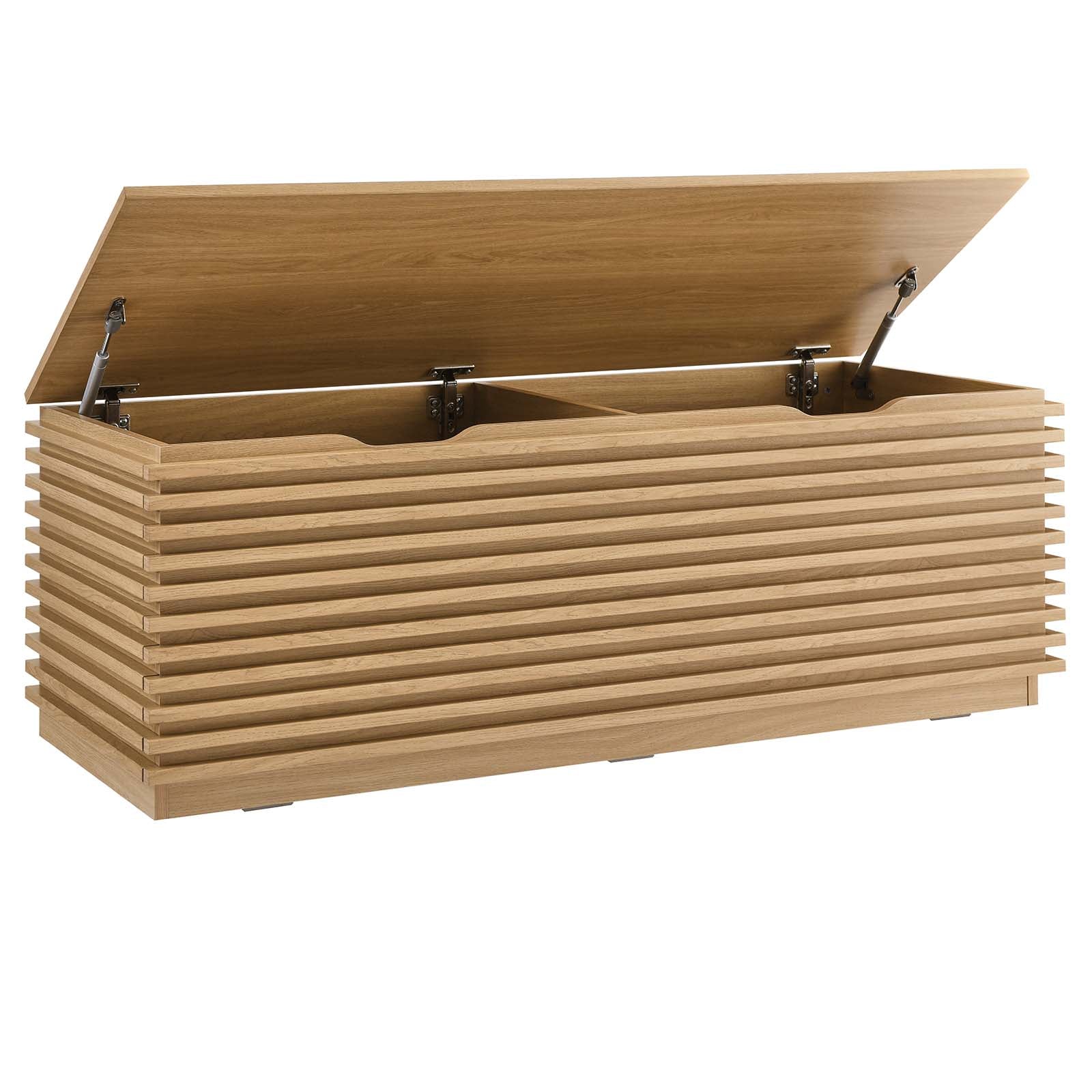Modway Render Linen Bench with Storage Mid-Century Modern Walnut â