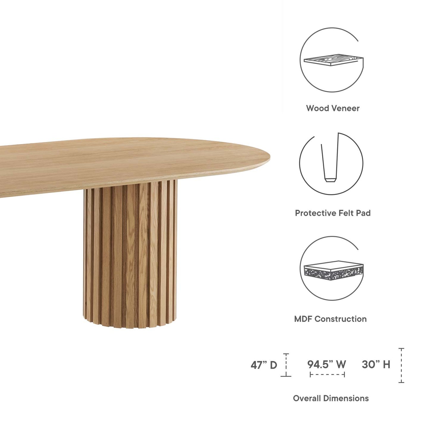 Senja 95" Oval Dining Table By Modway - EEI-6065 | Dining Tables | Modishstore - 7