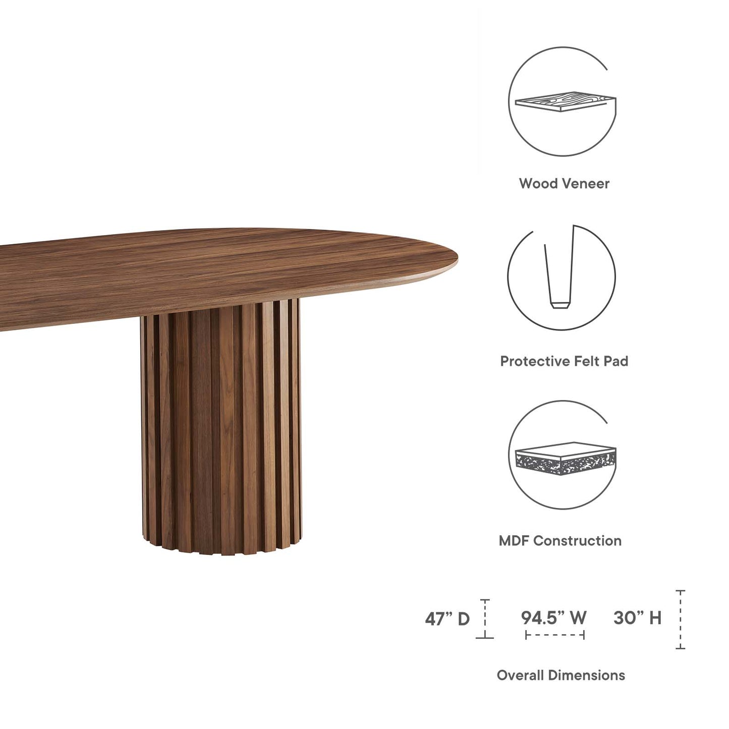 Senja 95" Oval Dining Table By Modway - EEI-6065 | Dining Tables | Modishstore - 15