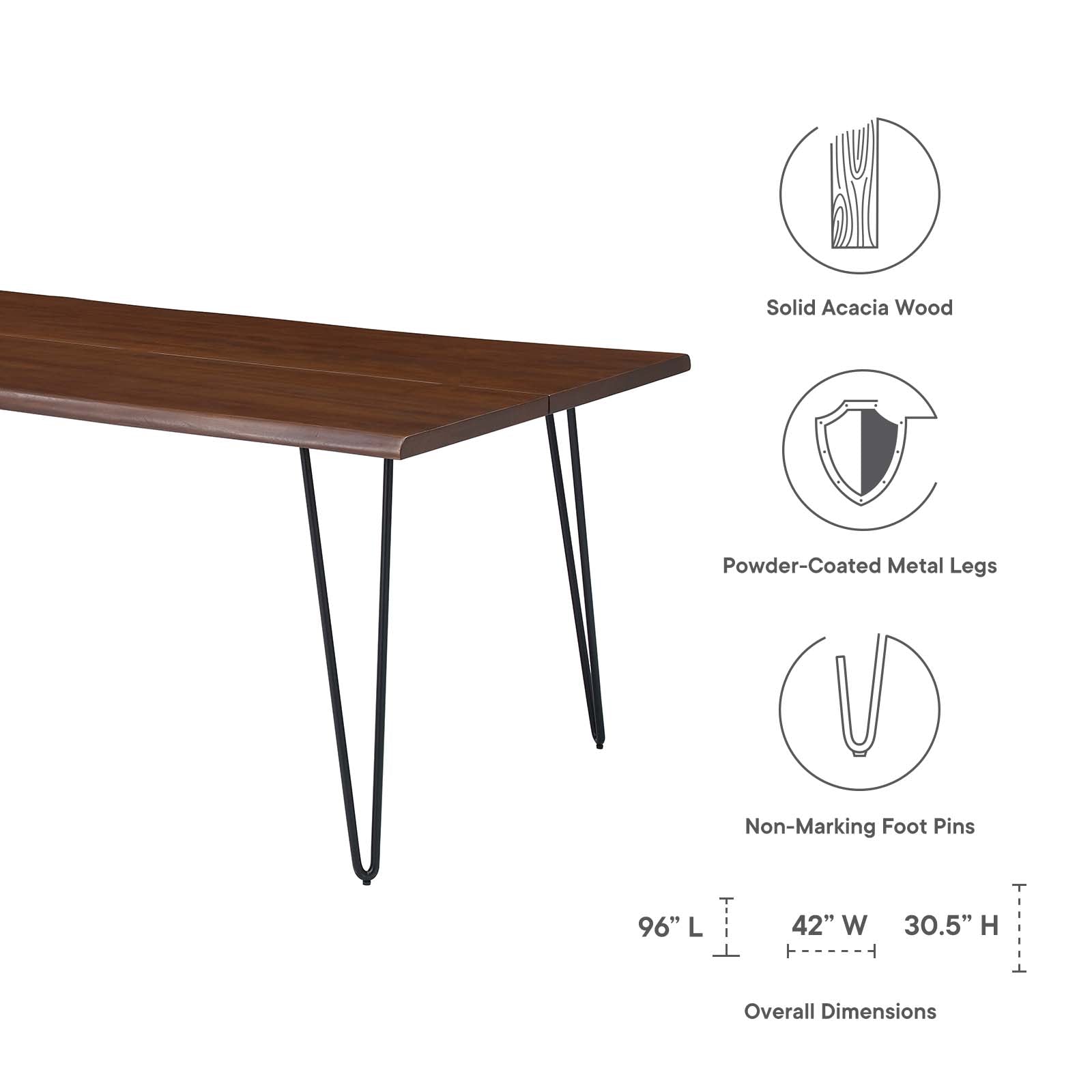 Ardor 96" Live Edge Acacia Wood Dining Table By Modway - EEI-6072 | Dining Tables | Modishstore - 10