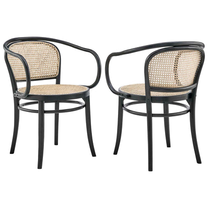 Oliana Wood Dining Armchair Set Of 2 By Modway - EEI-6079-BLK | Dining Chairs |  Modishstore - 2