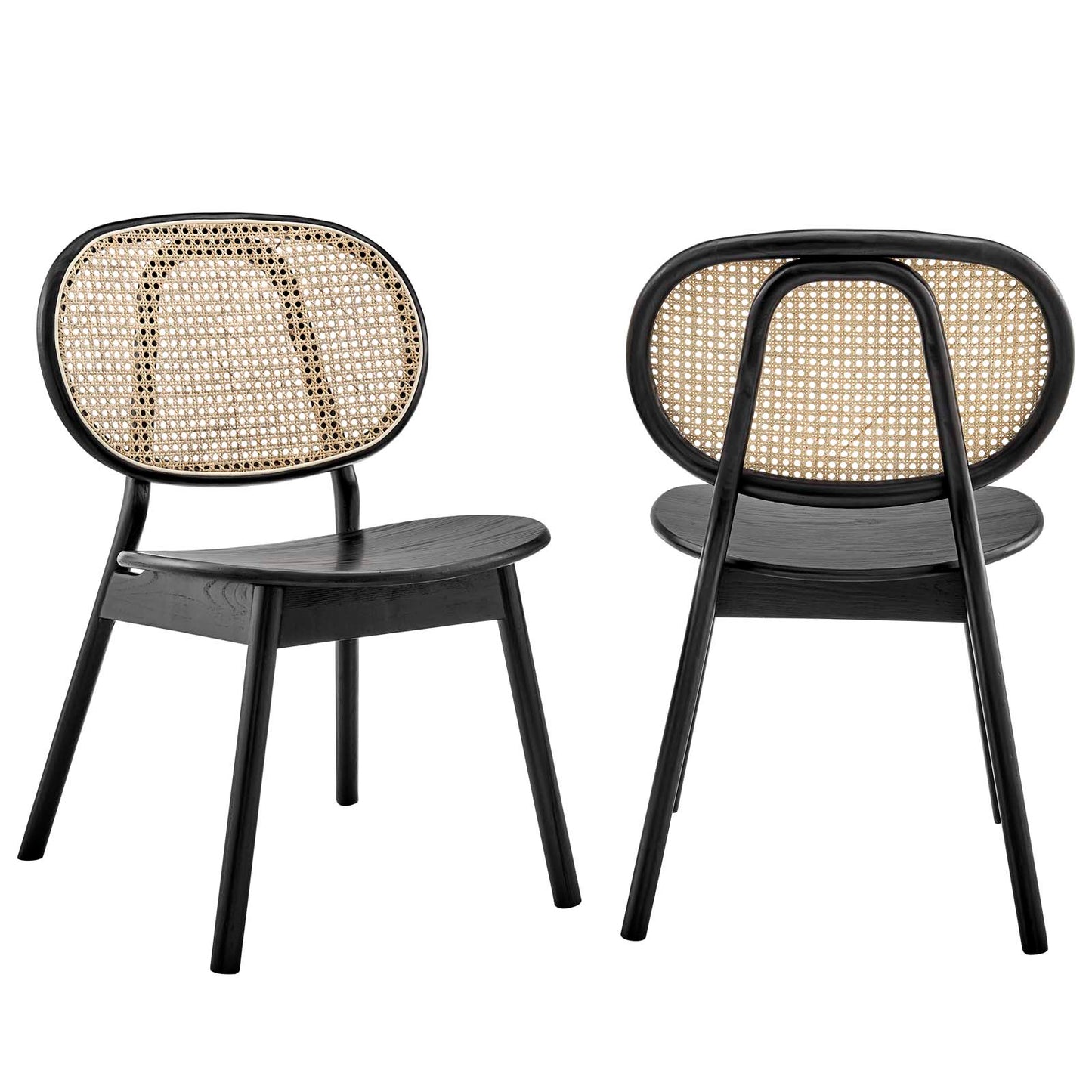 Malina Wood Dining Side Chair Set Of 2 By Modway - EEI-6081-BLK | Dining Chairs |  Modishstore - 2