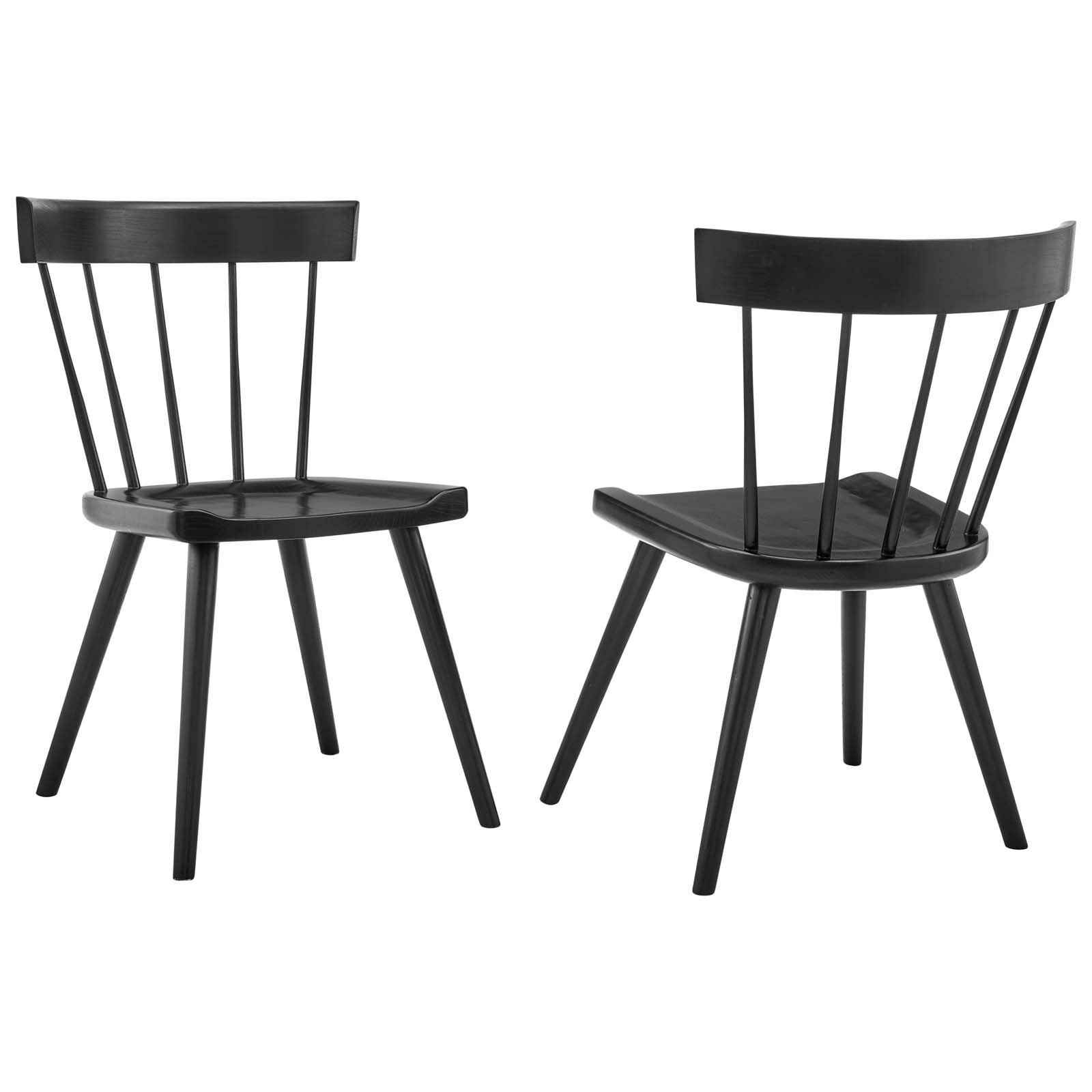 Sutter Wood Dining Side Chair Set Of 2 By Modway - EEI-6082-BLK | Dining Chairs |  Modishstore - 2