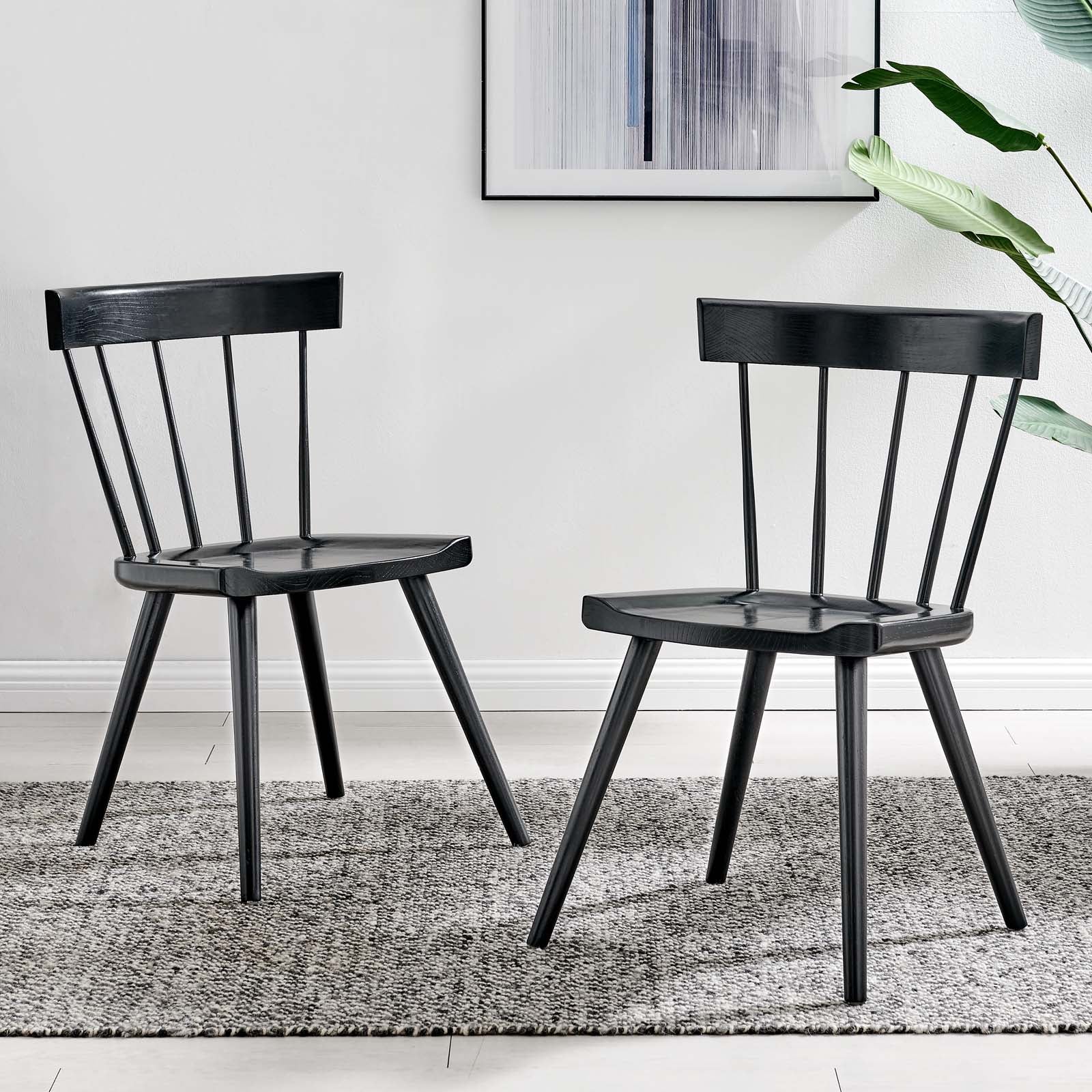 Sutter Wood Dining Side Chair Set Of 2 By Modway - EEI-6082-BLK | Dining Chairs |  Modishstore
