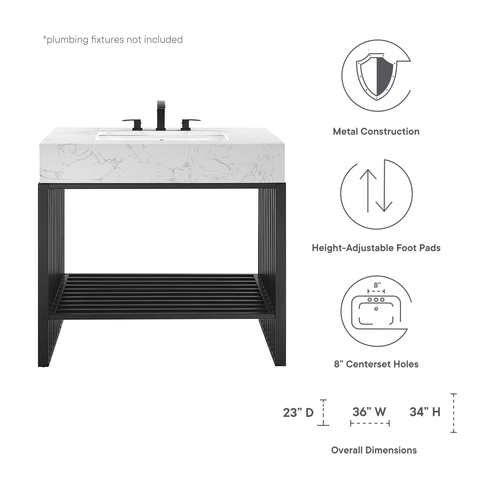 Gridiron 36" Bathroom Vanity By Modway - EEI-6108 | Bathroom Accessories | Modishstore - 8