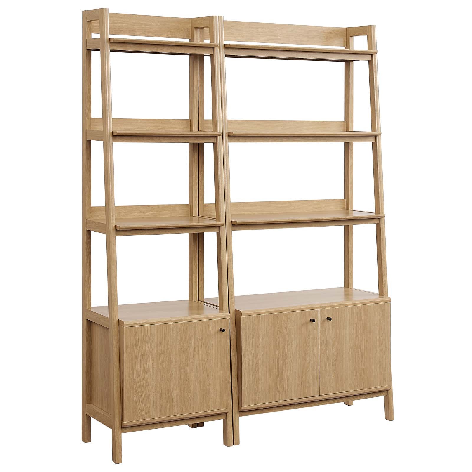 Modway Bixby Wood Bookshelves - Bookcase with Storage Set of 2 â