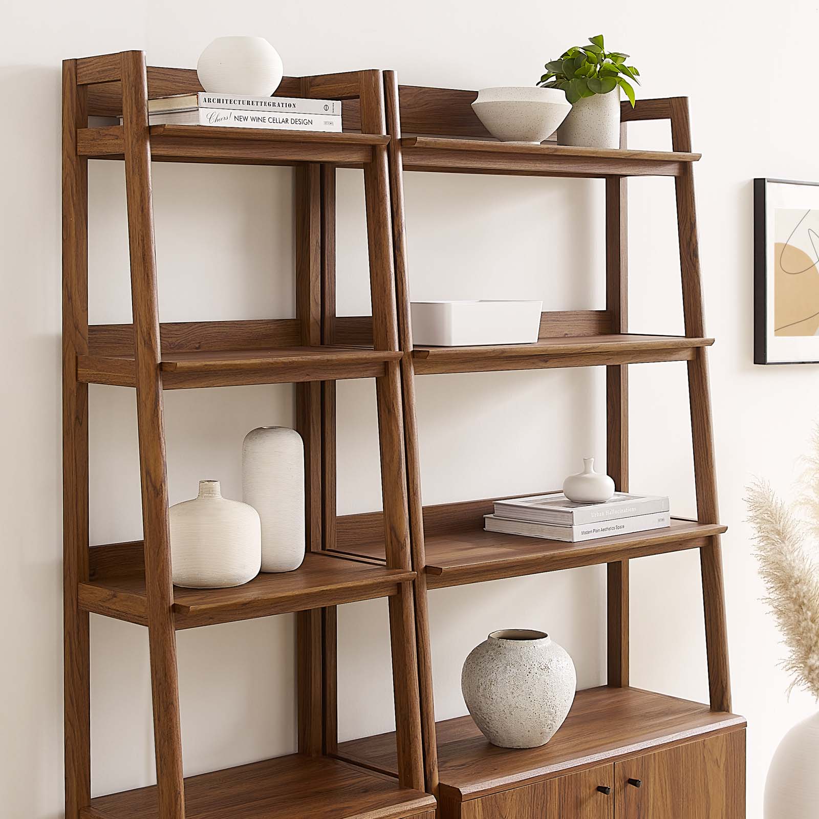 Modway Bixby Wood Bookshelves - Bookcase with Storage Set of 2 â