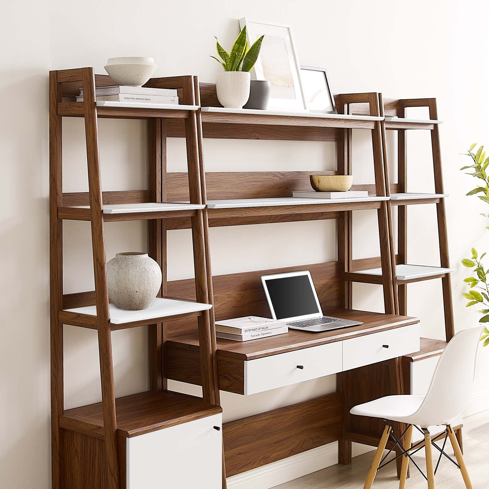 Bixby 3-Piece Wood Office Desk and Bookshelf By Modway - EEI-6114 | Bookcases | Modishstore - 13