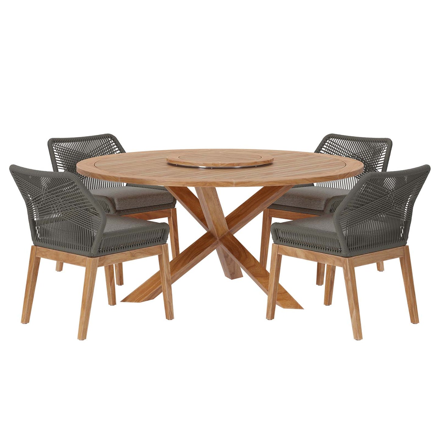 Wellspring 5-Piece Outdoor Patio Teak Wood Dining Set By Modway - EEI-6118 | Outdoor Dining Sets | Modishstore - 12
