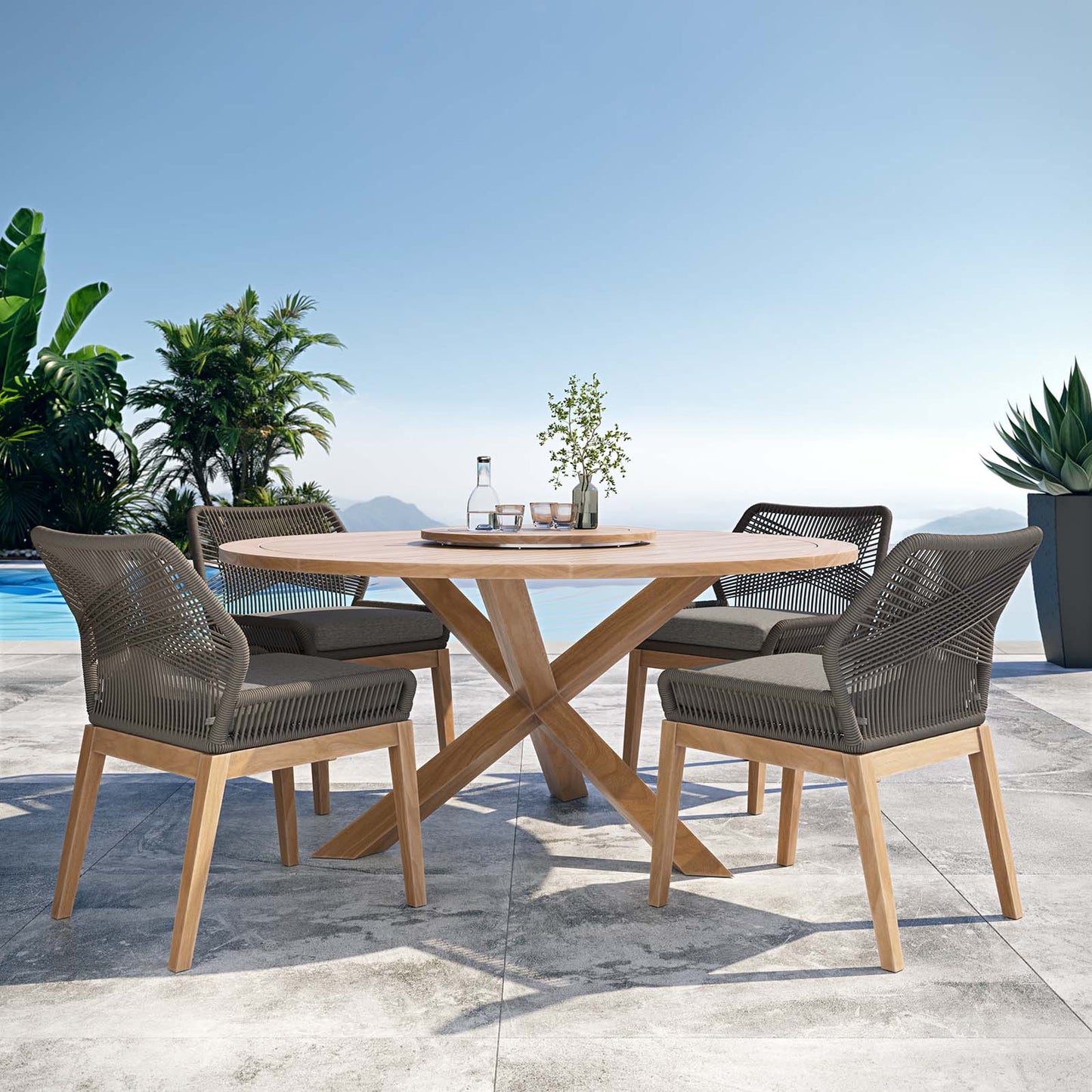 Wellspring 5-Piece Outdoor Patio Teak Wood Dining Set By Modway - EEI-6118 | Outdoor Dining Sets | Modishstore - 15