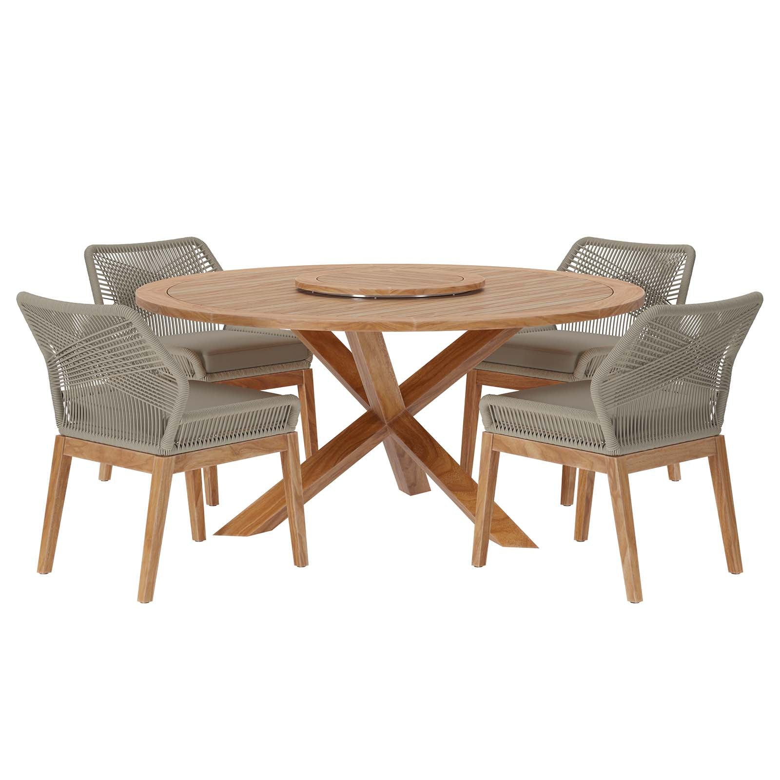 Wellspring 5-Piece Outdoor Patio Teak Wood Dining Set By Modway - EEI-6118 | Outdoor Dining Sets | Modishstore - 23