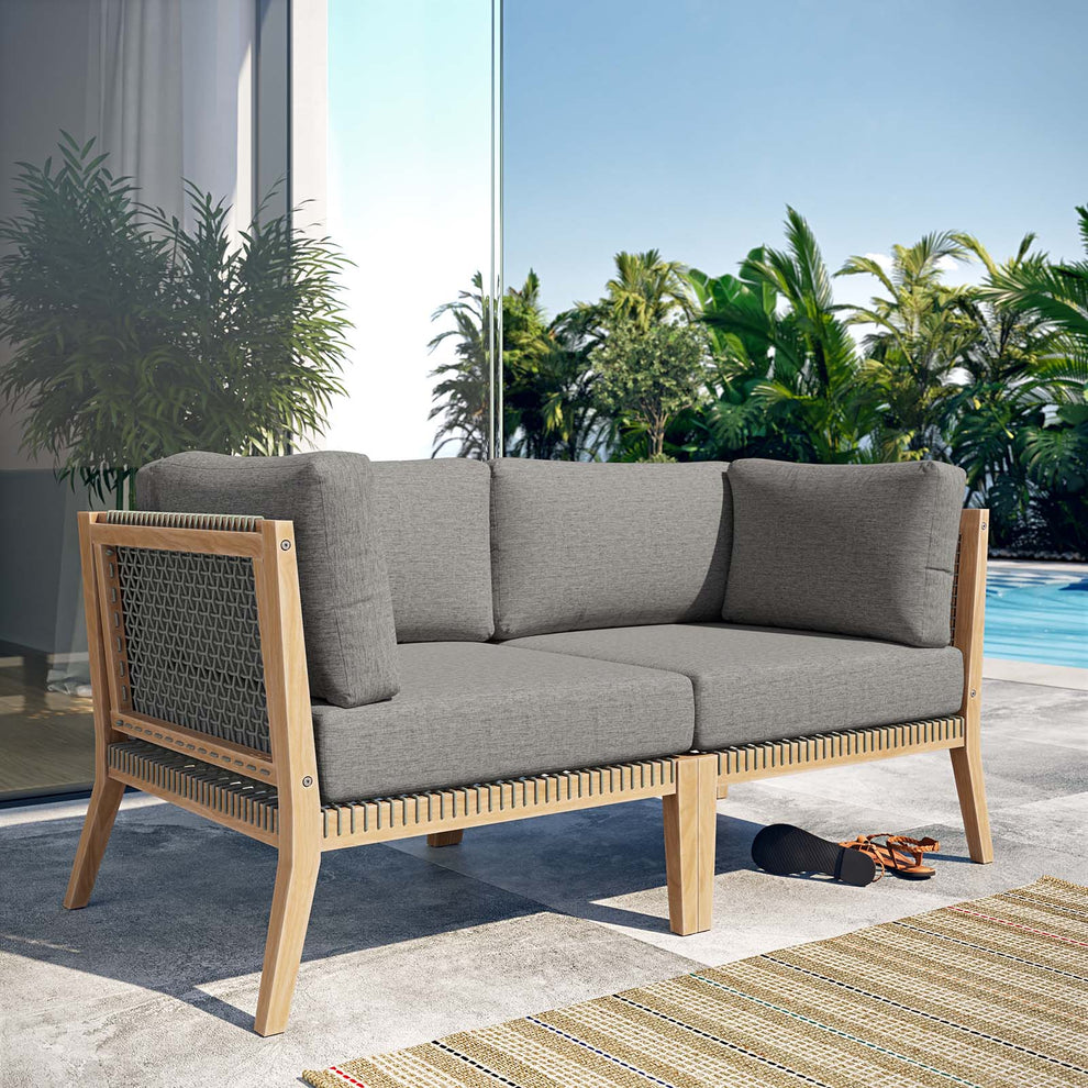 Clearwater Outdoor Patio Teak Wood Loveseat By Modway - EEI-6119 | Outdoor Sofas, Loveseats & Sectionals | Modishstore - 1