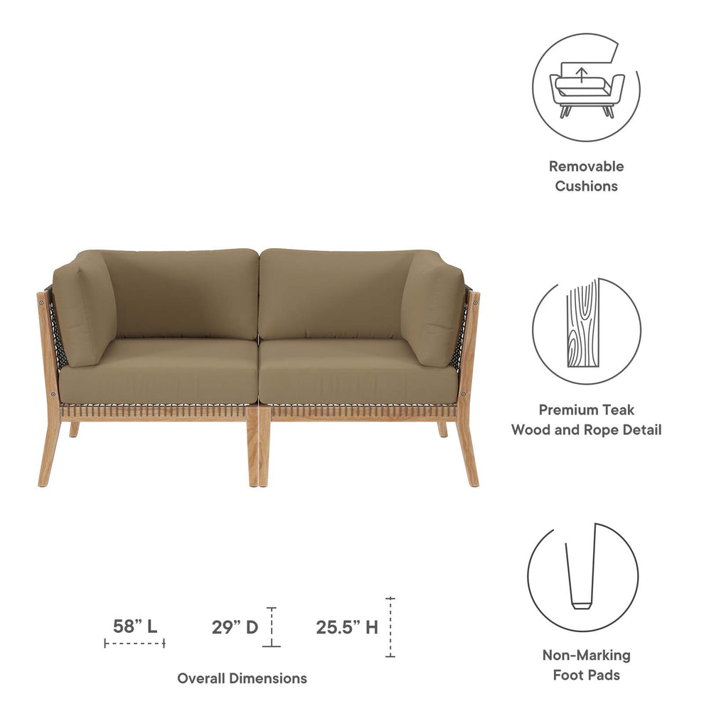 Clearwater Outdoor Patio Teak Wood Loveseat By Modway - EEI-6119 | Outdoor Sofas, Loveseats & Sectionals | Modishstore - 14