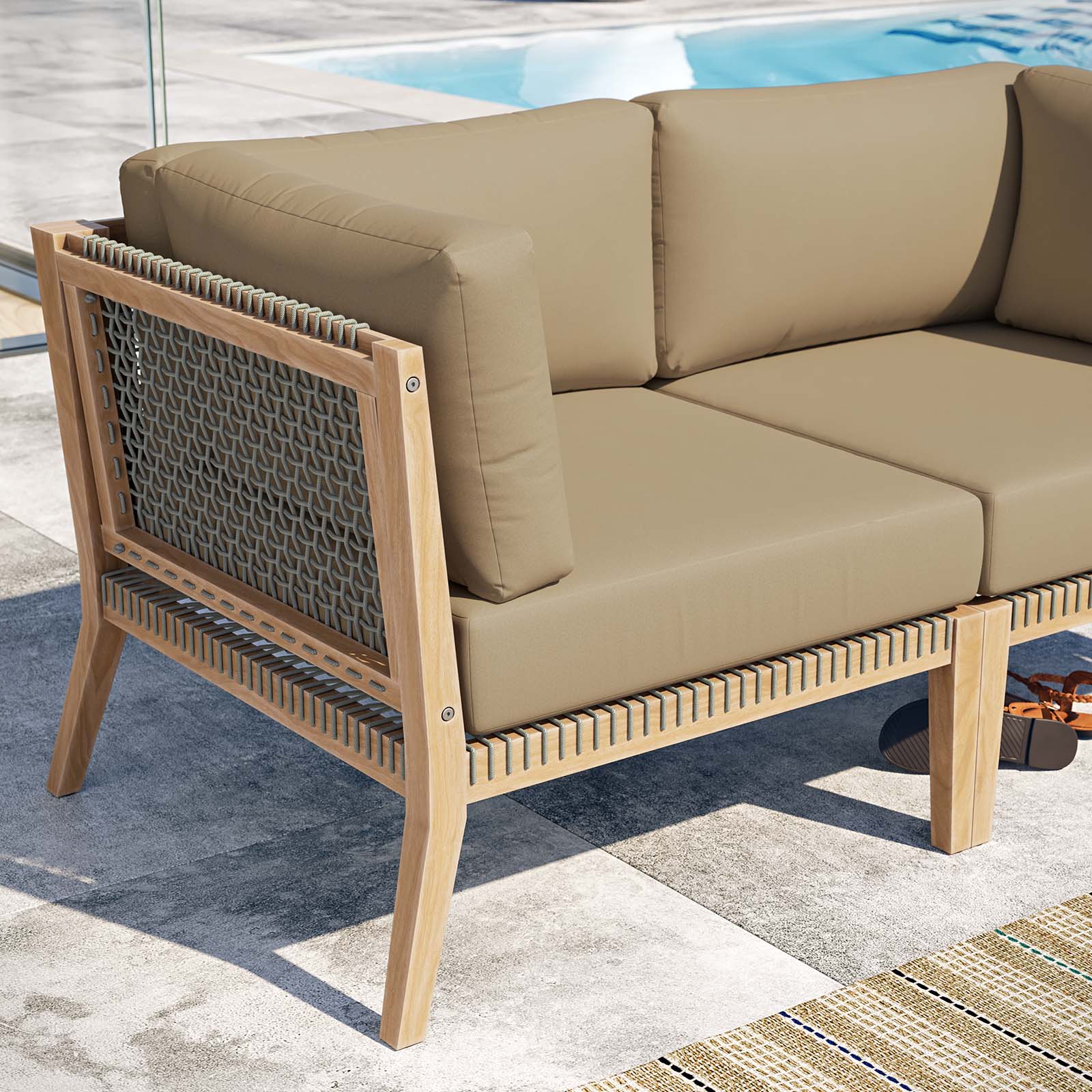 Clearwater Outdoor Patio Teak Wood Loveseat By Modway - EEI-6119 | Outdoor Sofas, Loveseats & Sectionals | Modishstore - 15
