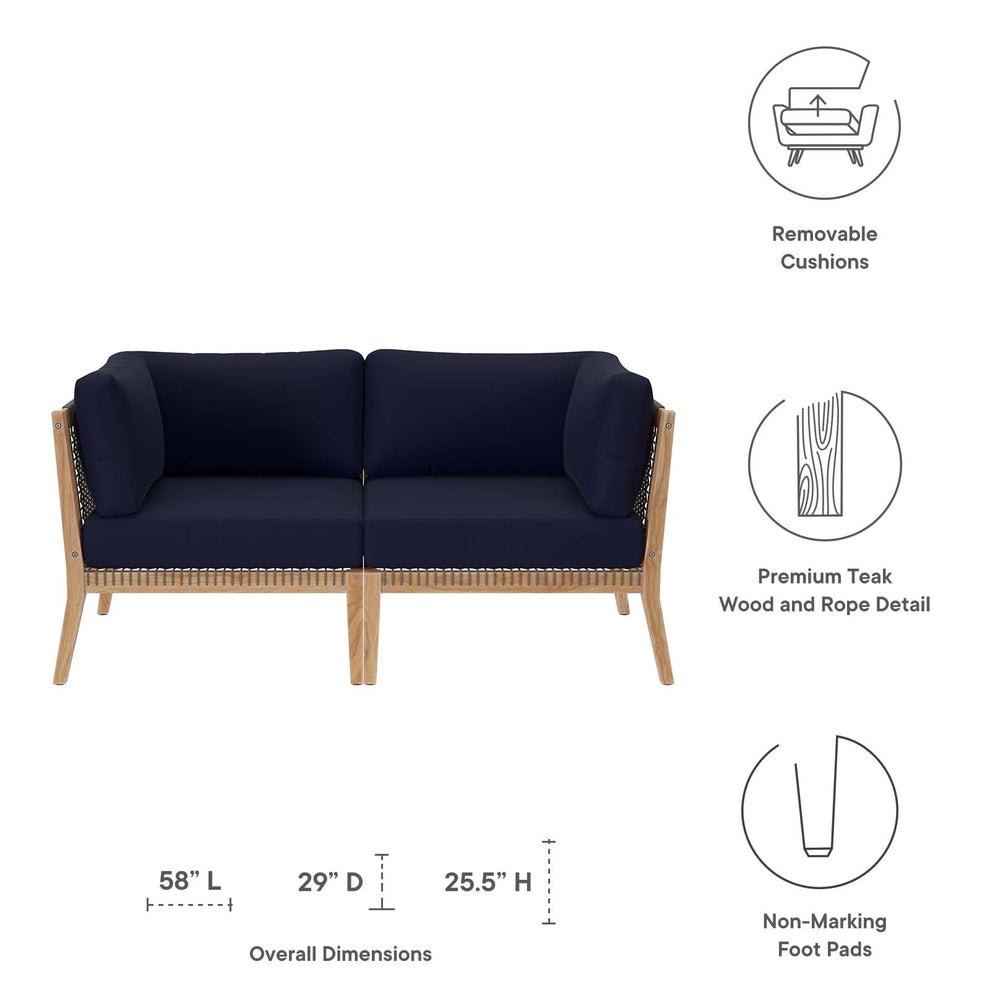 Clearwater Outdoor Patio Teak Wood Loveseat By Modway - EEI-6119 | Outdoor Sofas, Loveseats & Sectionals | Modishstore - 22