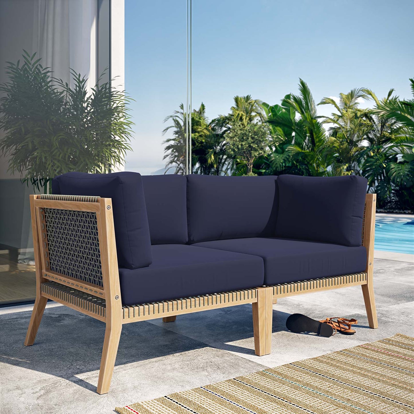 Clearwater Outdoor Patio Teak Wood Loveseat By Modway - EEI-6119 | Outdoor Sofas, Loveseats & Sectionals | Modishstore - 24