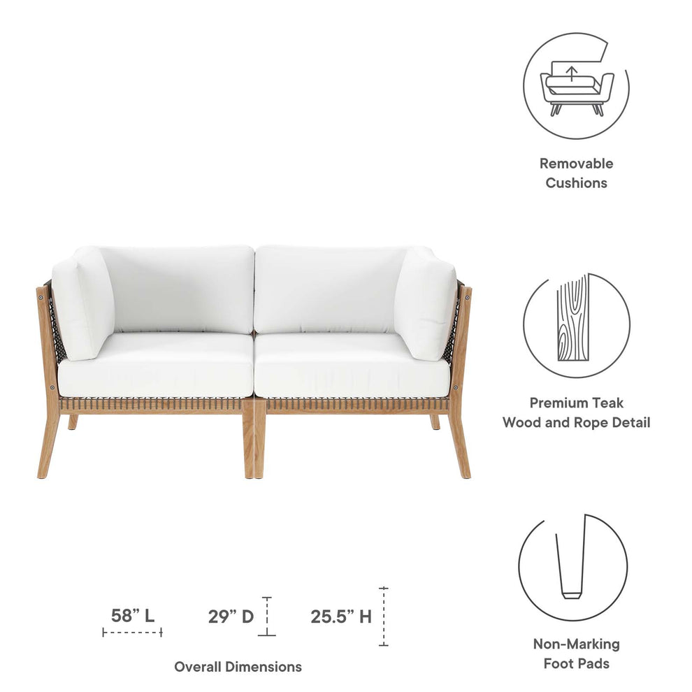Clearwater Outdoor Patio Teak Wood Loveseat By Modway - EEI-6119 | Outdoor Sofas, Loveseats & Sectionals | Modishstore - 30