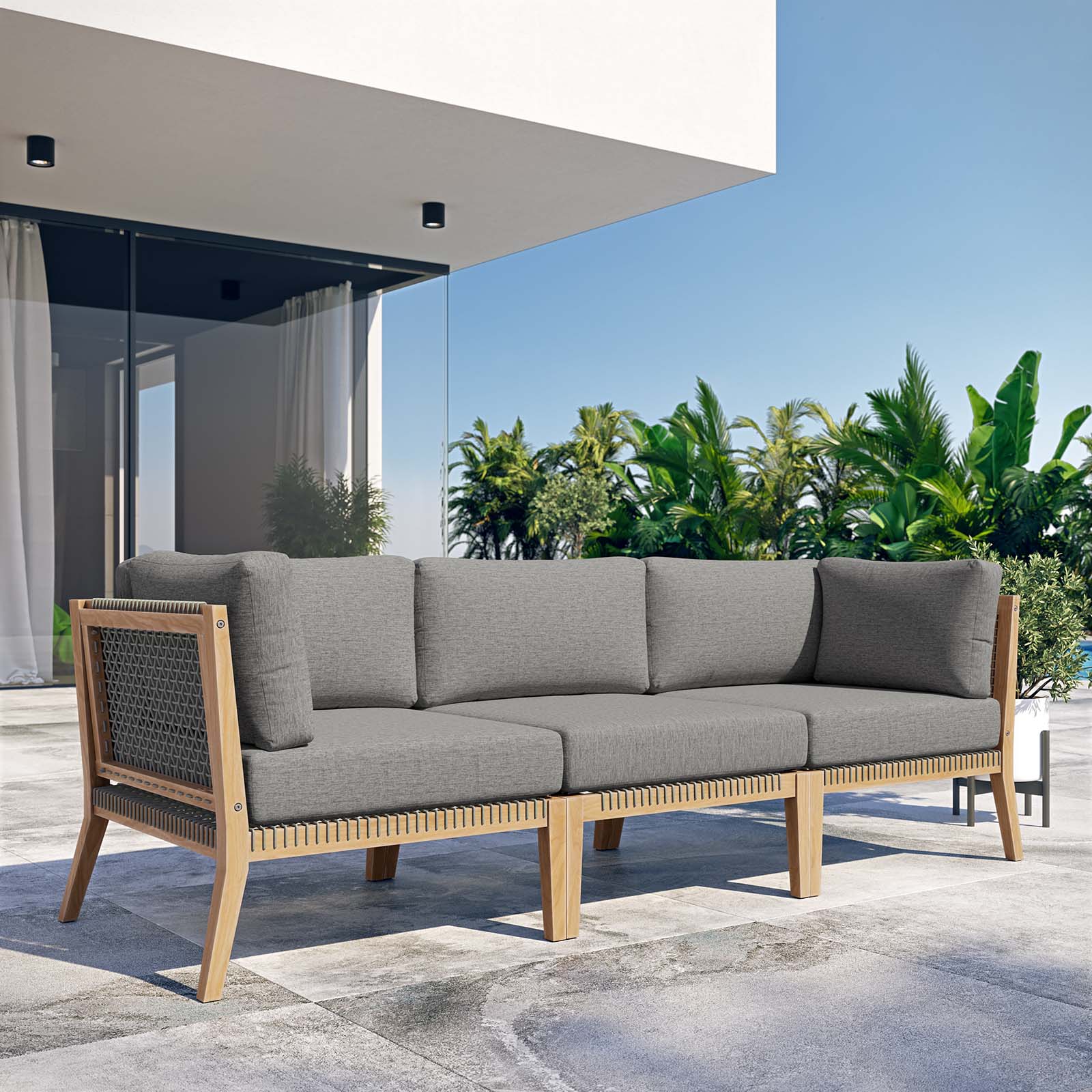 Clearwater Outdoor Patio Teak Wood Sofa By Modway - EEI-6120 | Outdoor Sofas, Loveseats & Sectionals | Modishstore
