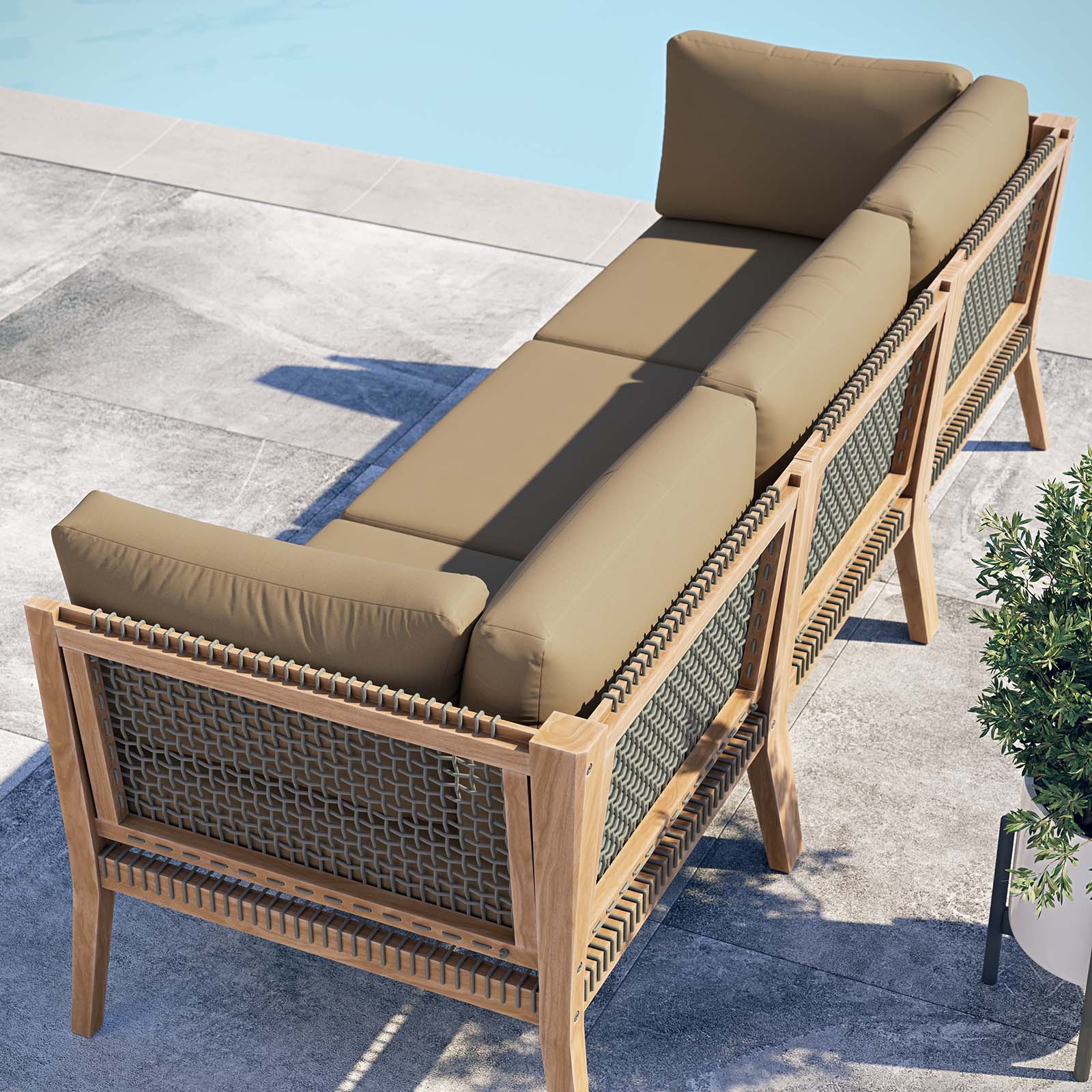 Clearwater Outdoor Patio Teak Wood Sofa By Modway - EEI-6120 | Outdoor Sofas, Loveseats & Sectionals | Modishstore - 12