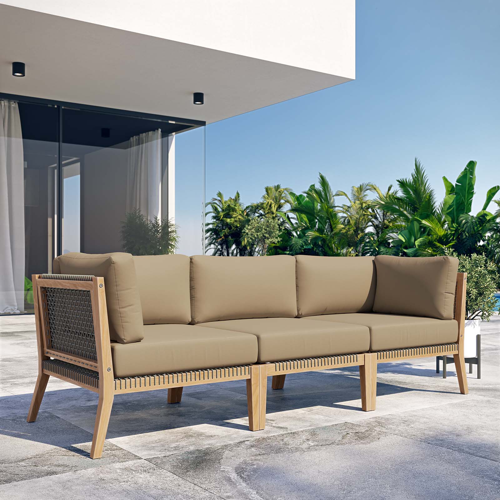 Clearwater Outdoor Patio Teak Wood Sofa By Modway - EEI-6120 | Outdoor Sofas, Loveseats & Sectionals | Modishstore - 13