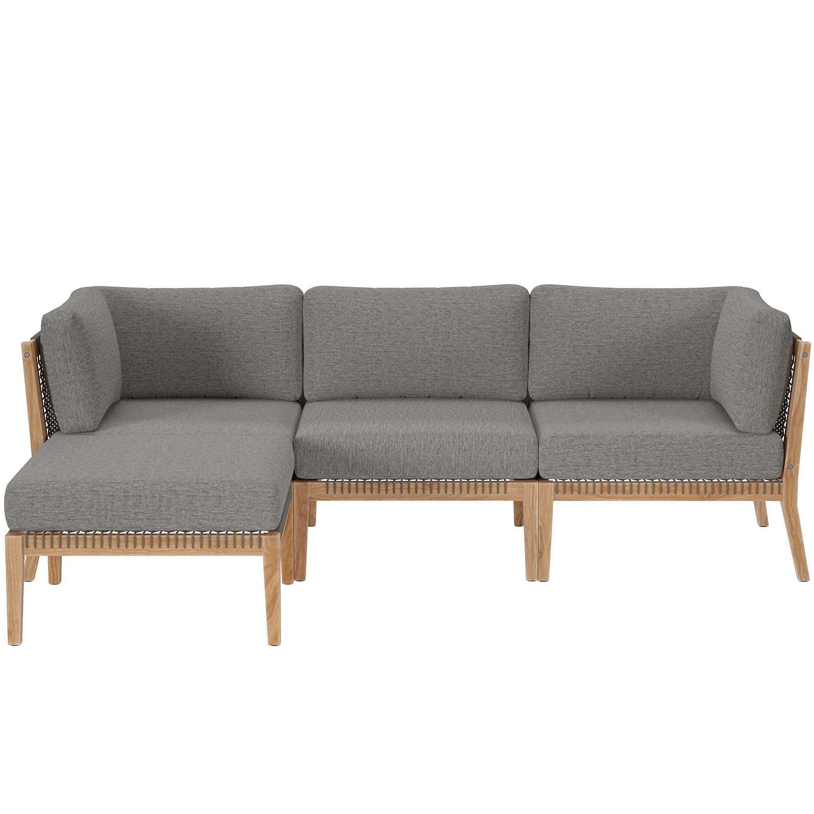 Clearwater Outdoor Patio Teak Wood 4-Piece Sectional Sofa By Modway - EEI-6121 | Outdoor Sofas, Loveseats & Sectionals | Modishstore - 2