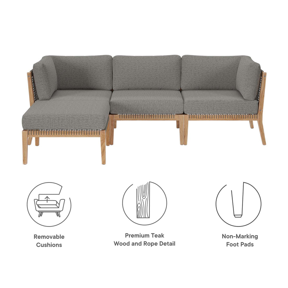 Clearwater Outdoor Patio Teak Wood 4-Piece Sectional Sofa By Modway - EEI-6121 | Outdoor Sofas, Loveseats & Sectionals | Modishstore - 5