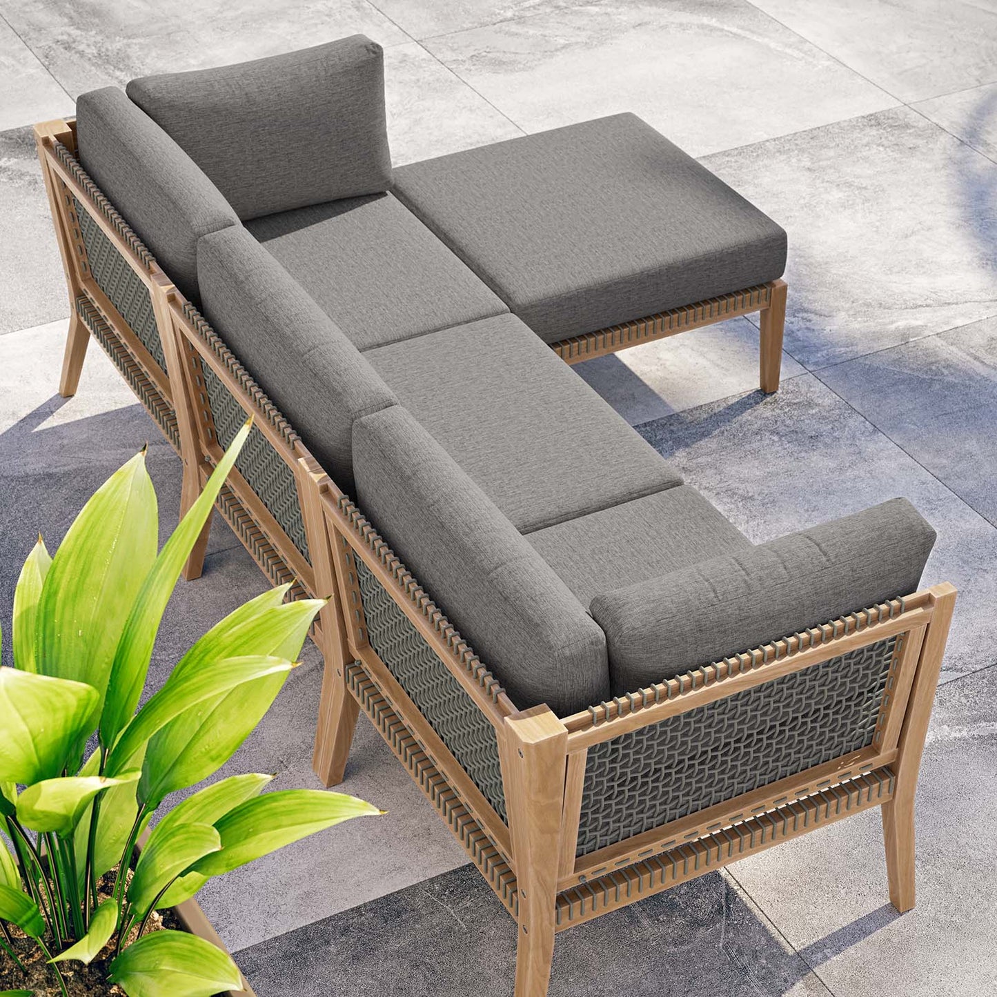 Clearwater Outdoor Patio Teak Wood 4-Piece Sectional Sofa By Modway - EEI-6121 | Outdoor Sofas, Loveseats & Sectionals | Modishstore - 6