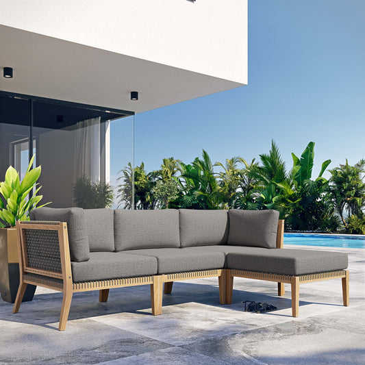 Clearwater Outdoor Patio Teak Wood 4-Piece Sectional Sofa By Modway - EEI-6121 | Outdoor Sofas, Loveseats & Sectionals | Modishstore