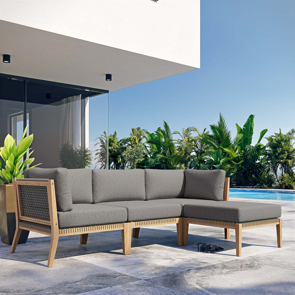 Clearwater Outdoor Patio Teak Wood 4-Piece Sectional Sofa By Modway - EEI-6121 | Outdoor Sofas, Loveseats & Sectionals | Modishstore - 1