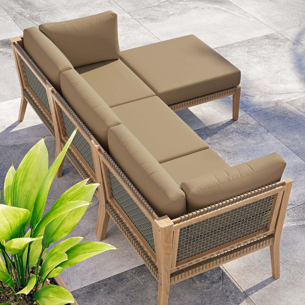 Clearwater Outdoor Patio Teak Wood 4-Piece Sectional Sofa By Modway - EEI-6121 | Outdoor Sofas, Loveseats & Sectionals | Modishstore - 18
