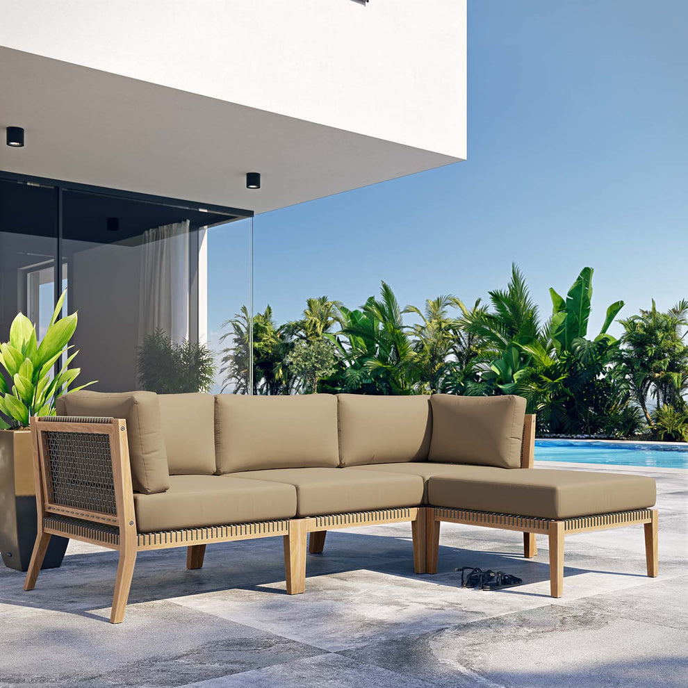 Clearwater Outdoor Patio Teak Wood 4-Piece Sectional Sofa By Modway - EEI-6121 | Outdoor Sofas, Loveseats & Sectionals | Modishstore - 19