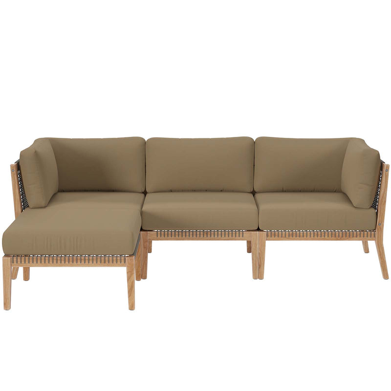 Clearwater Outdoor Patio Teak Wood 4-Piece Sectional Sofa By Modway - EEI-6121 | Outdoor Sofas, Loveseats & Sectionals | Modishstore - 14