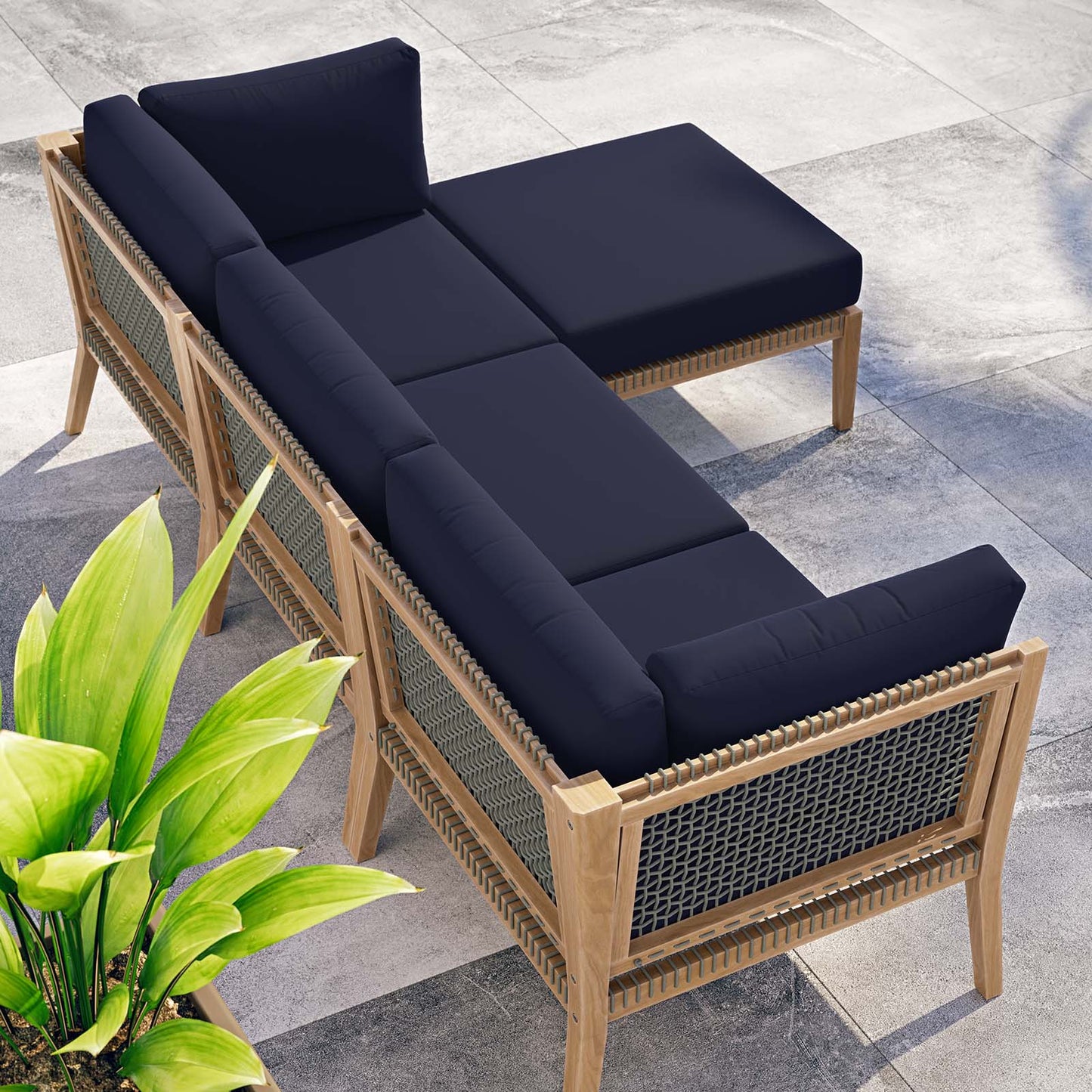 Clearwater Outdoor Patio Teak Wood 4-Piece Sectional Sofa By Modway - EEI-6121 | Outdoor Sofas, Loveseats & Sectionals | Modishstore - 31