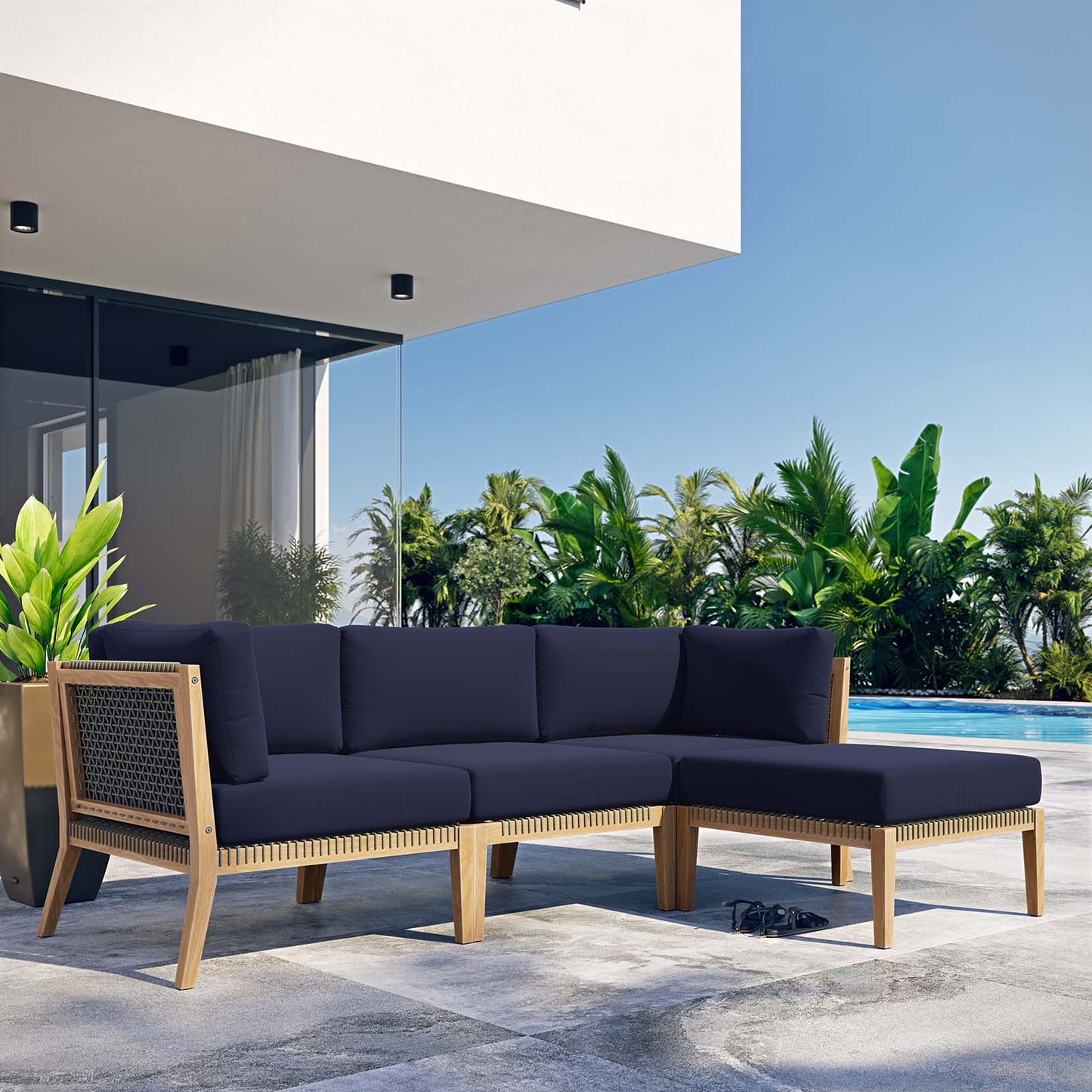 Clearwater Outdoor Patio Teak Wood 4-Piece Sectional Sofa By Modway - EEI-6121 | Outdoor Sofas, Loveseats & Sectionals | Modishstore - 32