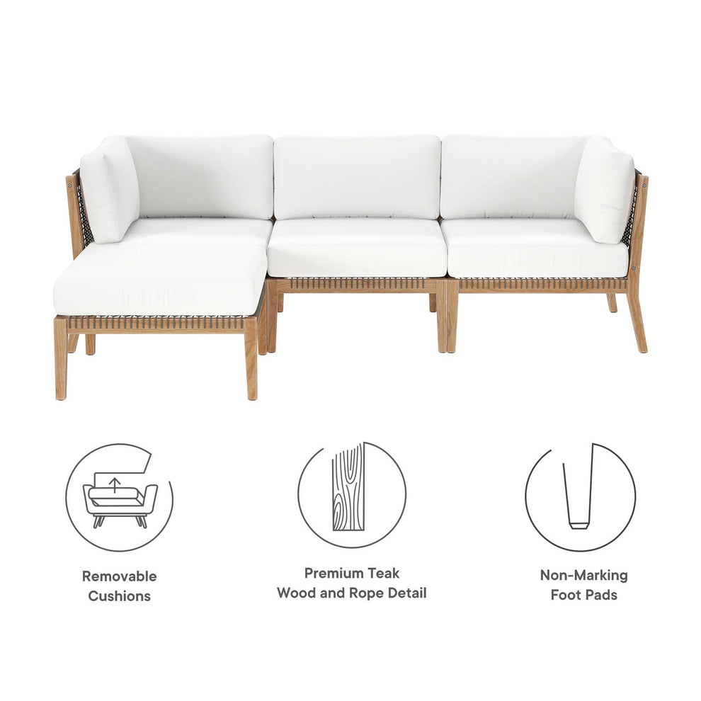 Clearwater Outdoor Patio Teak Wood 4-Piece Sectional Sofa By Modway - EEI-6121 | Outdoor Sofas, Loveseats & Sectionals | Modishstore - 43