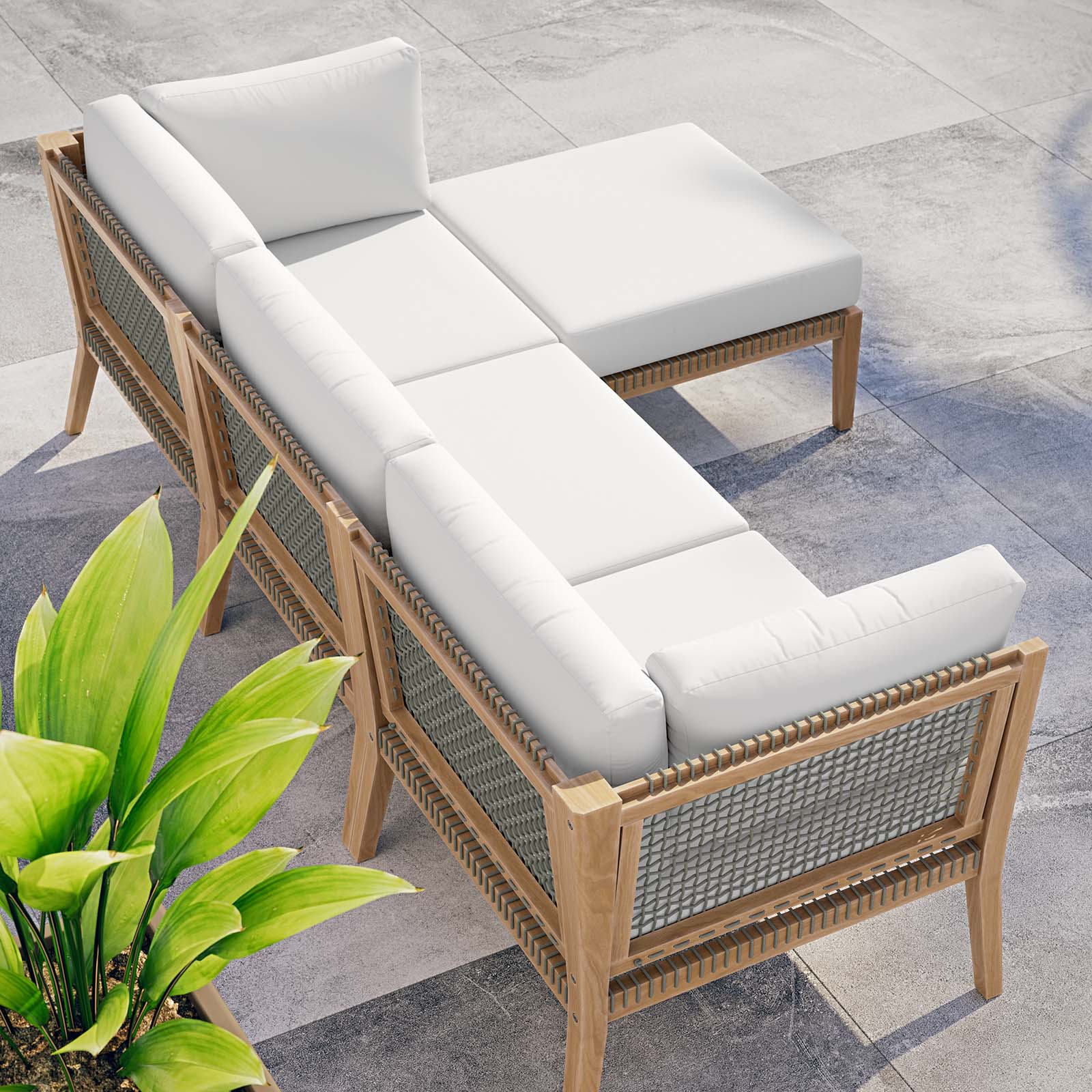 Clearwater Outdoor Patio Teak Wood 4-Piece Sectional Sofa By Modway - EEI-6121 | Outdoor Sofas, Loveseats & Sectionals | Modishstore - 44