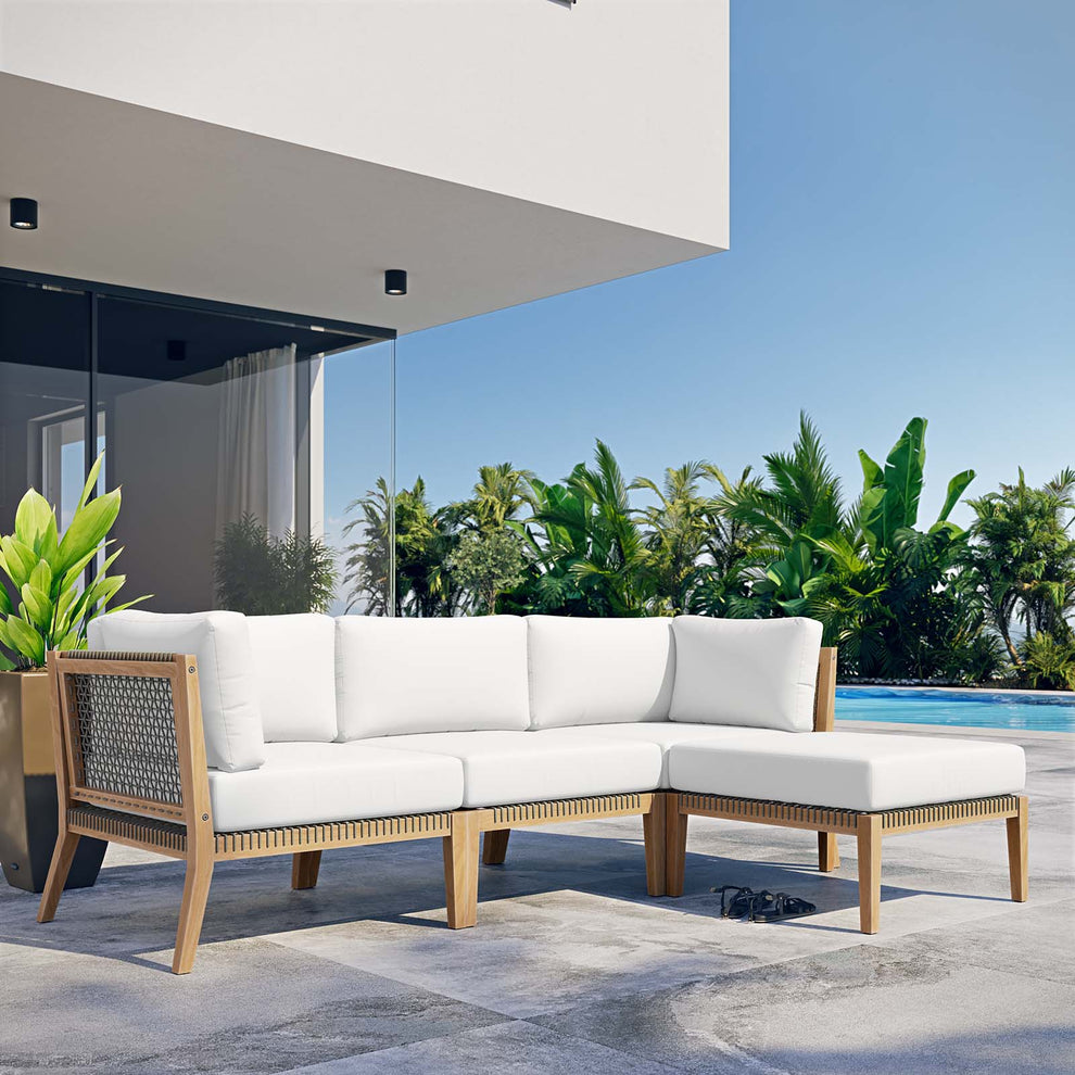 Clearwater Outdoor Patio Teak Wood 4-Piece Sectional Sofa By Modway - EEI-6121 | Outdoor Sofas, Loveseats & Sectionals | Modishstore - 45