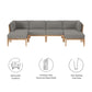Clearwater Outdoor Patio Teak Wood 6-Piece Sectional Sofa By Modway - EEI-6122 | Outdoor Sofas, Loveseats & Sectionals | Modishstore - 5