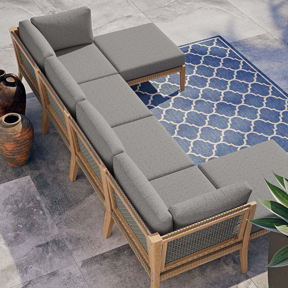 Clearwater Outdoor Patio Teak Wood 6-Piece Sectional Sofa By Modway - EEI-6122 | Outdoor Sofas, Loveseats & Sectionals | Modishstore - 6