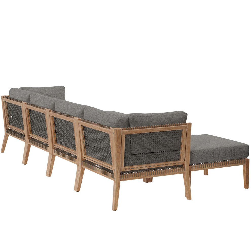 Clearwater Outdoor Patio Teak Wood 6-Piece Sectional Sofa By Modway - EEI-6122 | Outdoor Sofas, Loveseats & Sectionals | Modishstore - 7