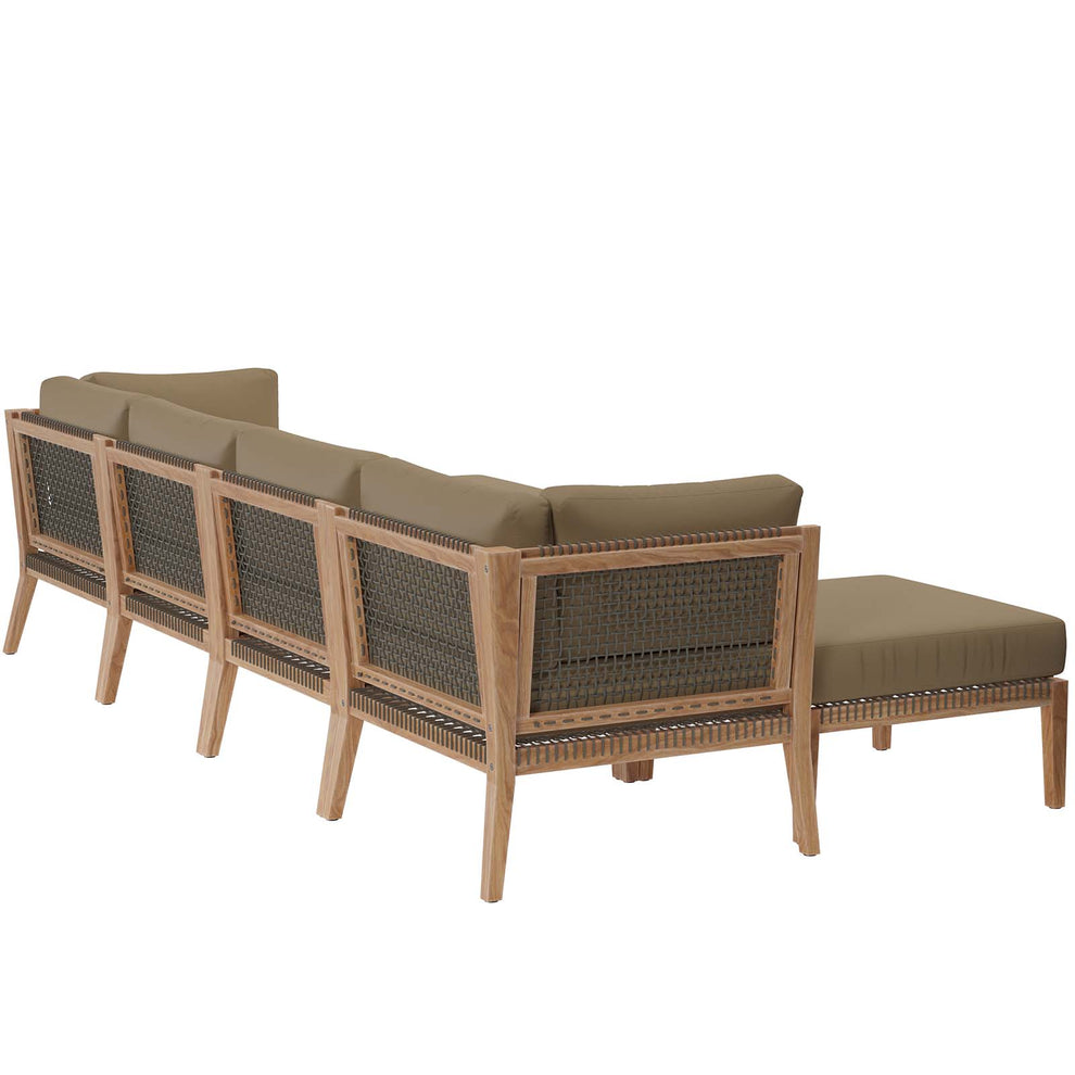 Clearwater Outdoor Patio Teak Wood 6-Piece Sectional Sofa By Modway - EEI-6122 | Outdoor Sofas, Loveseats & Sectionals | Modishstore - 20