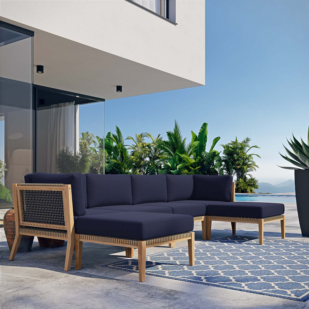 Clearwater Outdoor Patio Teak Wood 6-Piece Sectional Sofa By Modway - EEI-6122 | Outdoor Sofas, Loveseats & Sectionals | Modishstore - 32