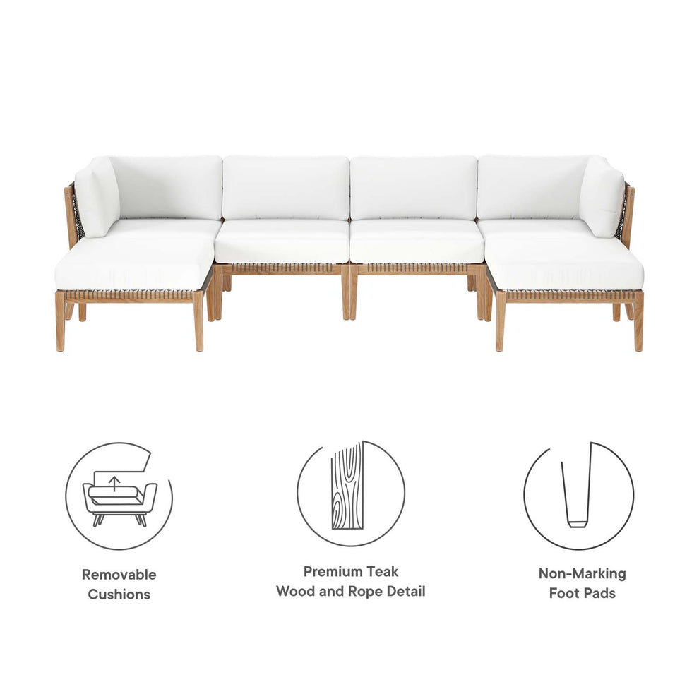 Clearwater Outdoor Patio Teak Wood 6-Piece Sectional Sofa By Modway - EEI-6122 | Outdoor Sofas, Loveseats & Sectionals | Modishstore - 43