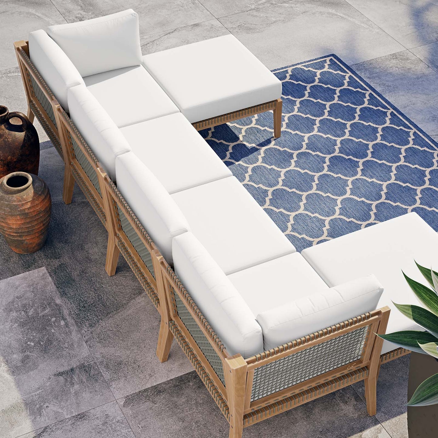 Clearwater Outdoor Patio Teak Wood 6-Piece Sectional Sofa By Modway - EEI-6122 | Outdoor Sofas, Loveseats & Sectionals | Modishstore - 44