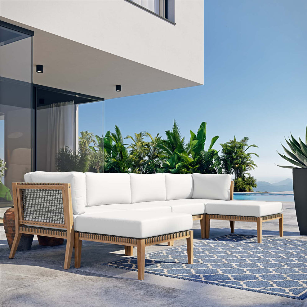 Clearwater Outdoor Patio Teak Wood 6-Piece Sectional Sofa By Modway - EEI-6122 | Outdoor Sofas, Loveseats & Sectionals | Modishstore - 45