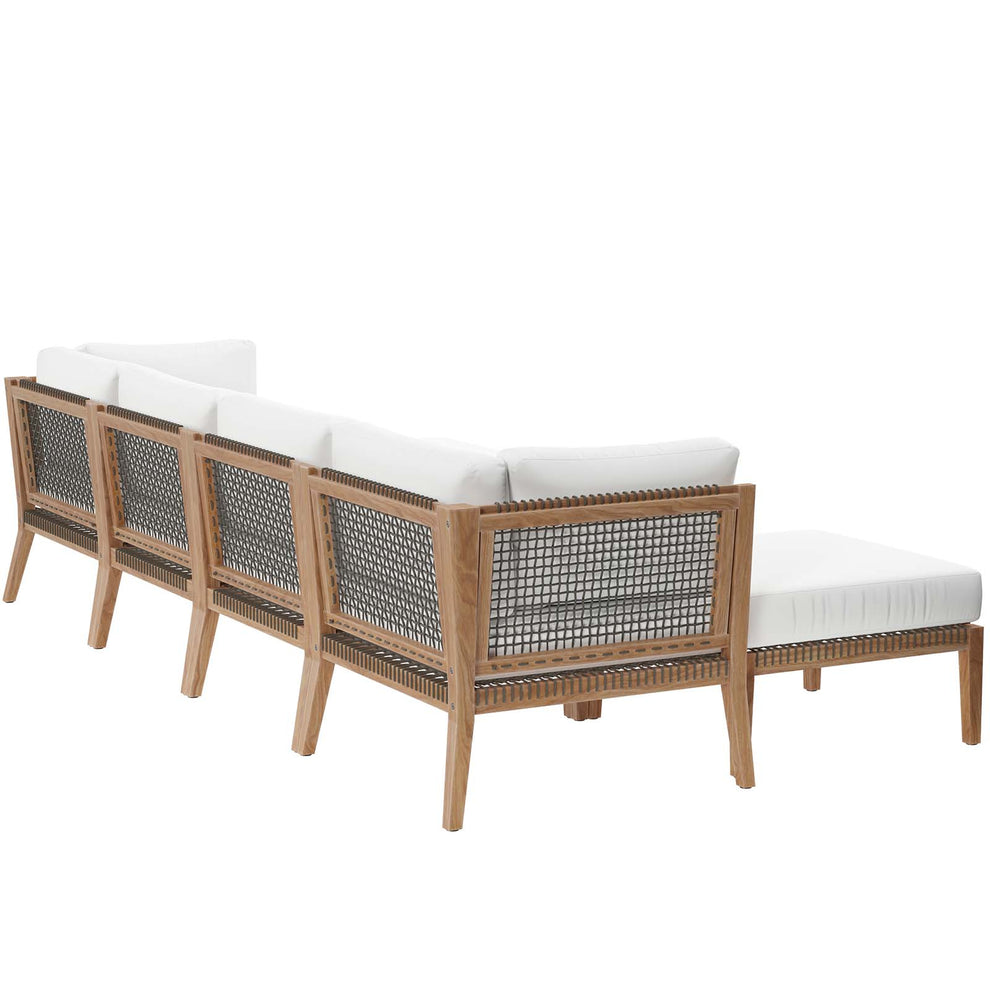 Clearwater Outdoor Patio Teak Wood 6-Piece Sectional Sofa By Modway - EEI-6122 | Outdoor Sofas, Loveseats & Sectionals | Modishstore - 46